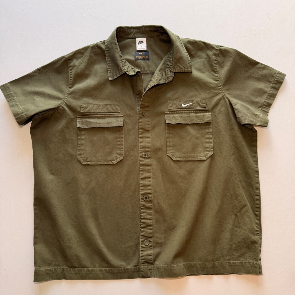 Nike Life Military Utility Shirt Mens XL Green Cotton Twill Outdoor DX3340-325
